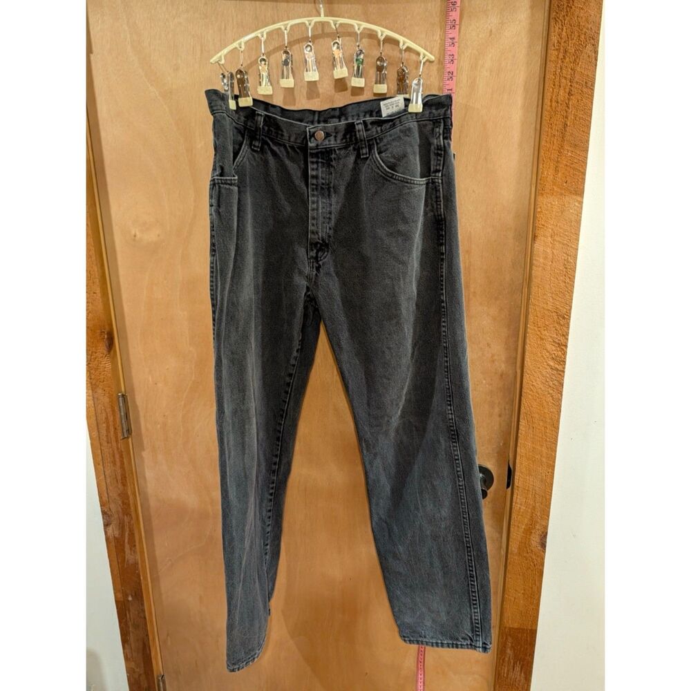 Vintage Rustler Black Denim Jeans 36x32 Mens Regular Fit Straight Leg 87619CB